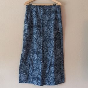 Eddie Bauer Drawstring Maxi Skirt Indigo Blue Floral Small